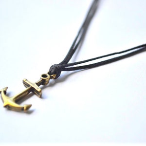 Anchor necklace for men, men's anchor necklace, festival jewelry, black string, bronze pendant. gift for him, men jewelry, nautical necklace image 2