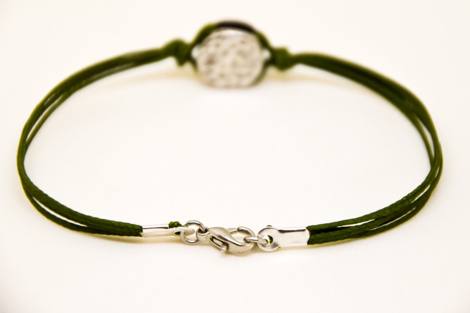 Men's Bracelet Green Cord Bracelet for Men With a Silver Etsy