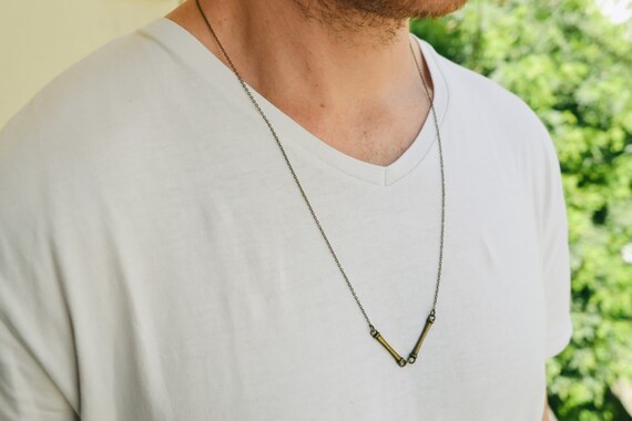 Bar Necklace for Men Men's Bronze Chain 