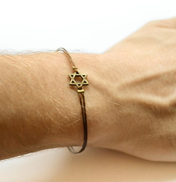 Star of David men's bracelet, bronze, gift for him, brown bracelet for men, Bar Mitzvah gift, Jewish, Hebrew Jewelry from Israel, spiritual