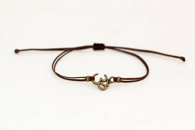 OM bracelet men's bracelet with bronze Om charm Hindu Etsy