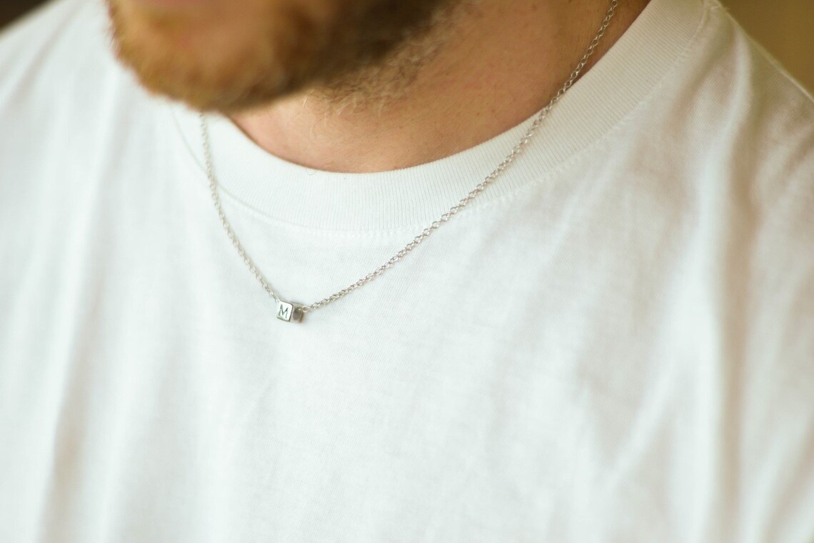 Initial Necklace for Men Men's Letter Necklace Stainless Etsy UK