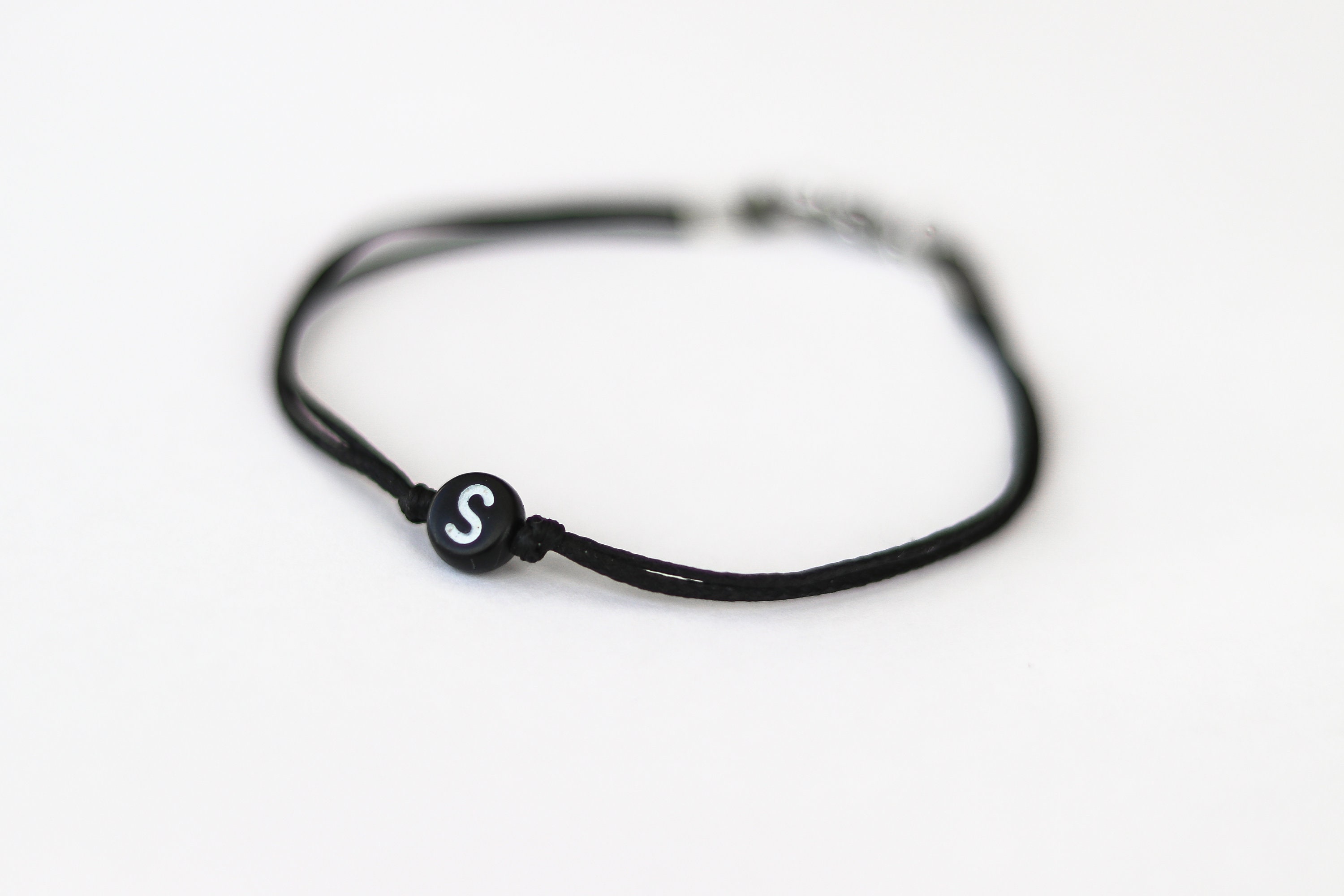 Name bracelet, customise men's bracelet, initial black letters round b –  Shani & Adi Jewelry
