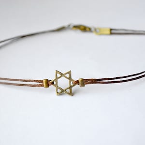 Chanoekacadeau, Davidster herenarmband, bronzen, bruine armband voor mannen, bar mitswa cadeau, joodse, Hebreeuwse sieraden uit Israël, spiritueel