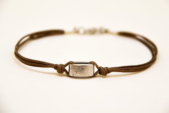 Brown Bracelet for Men, Cord Men's Bracelet With a Silver Square Bead, Gift  for Him, Men's Jewelry, Friendship Bracelet, Brown, Groomsman -  Canada