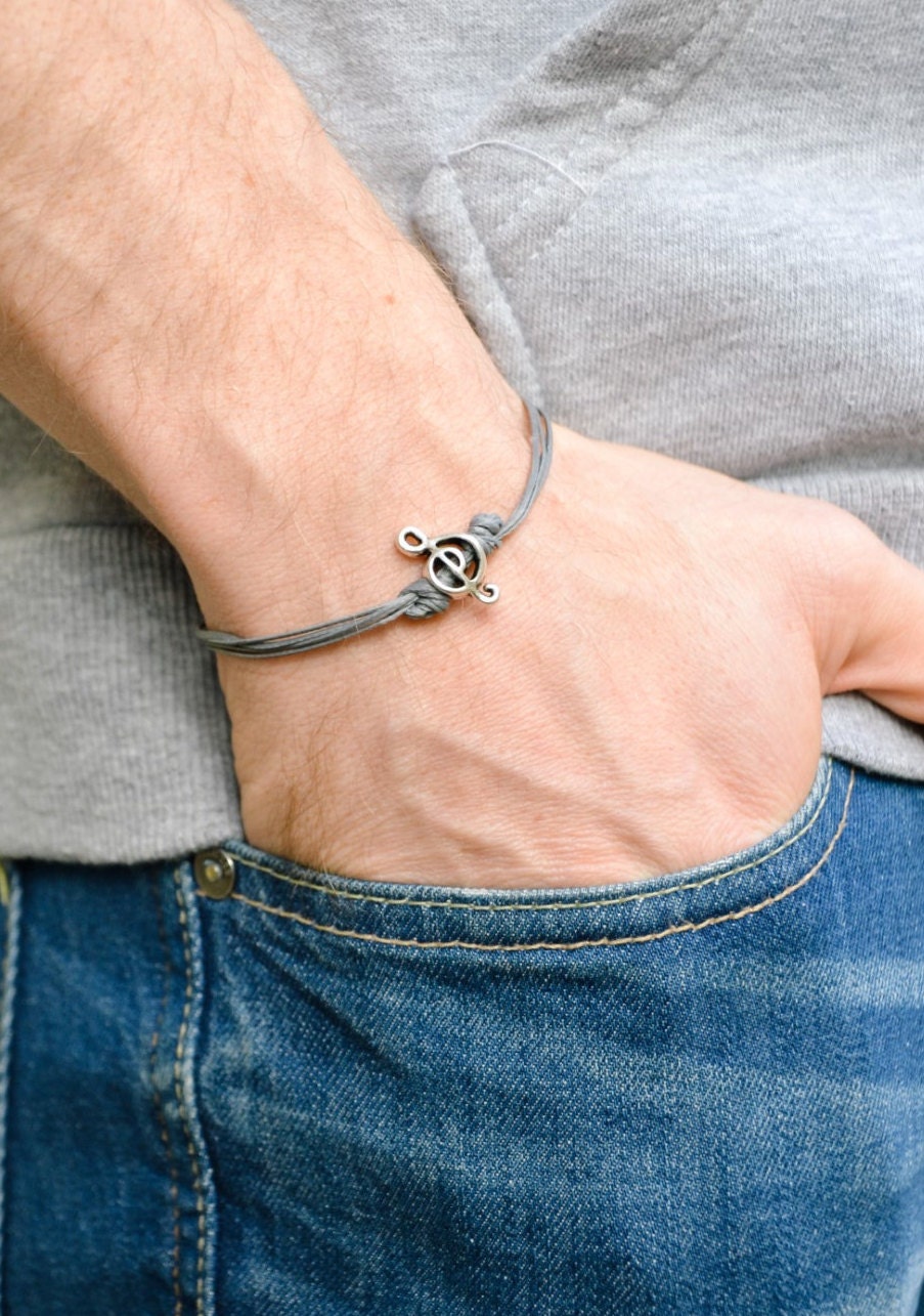 Treble Clef Bracelet for Men Men's Bracelet Silver Music - Etsy