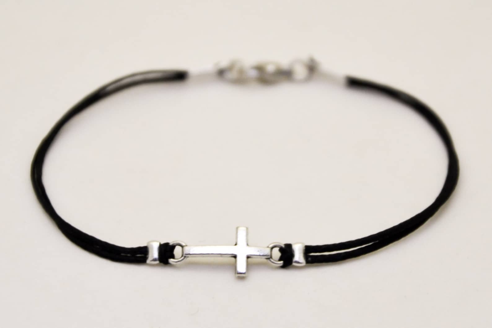 Cross Bracelet for Men, Groomsmen Gift, Men's Bracelet With a Silver