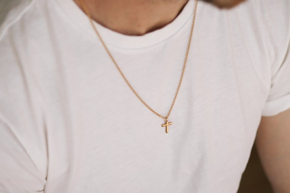 Amor Luxury Amar Collana in oro 925/585 - Collana a croce - 45 cm, Argento sterling