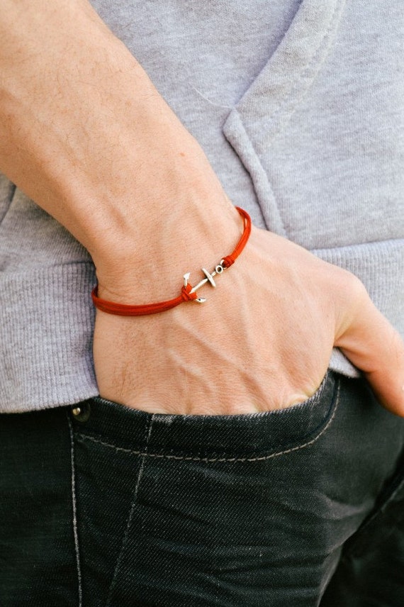 tifón Whitney Tendero Pulsera de cordón de ancla pulsera de hombre amuleto de - Etsy España