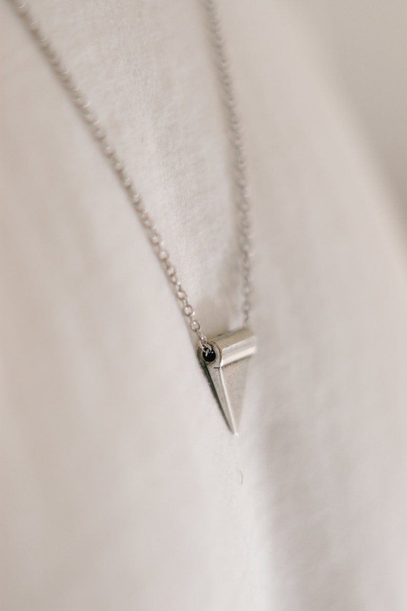 Triangle Necklace for Men, Men's Necklace With a Silver Triangle Bead ...