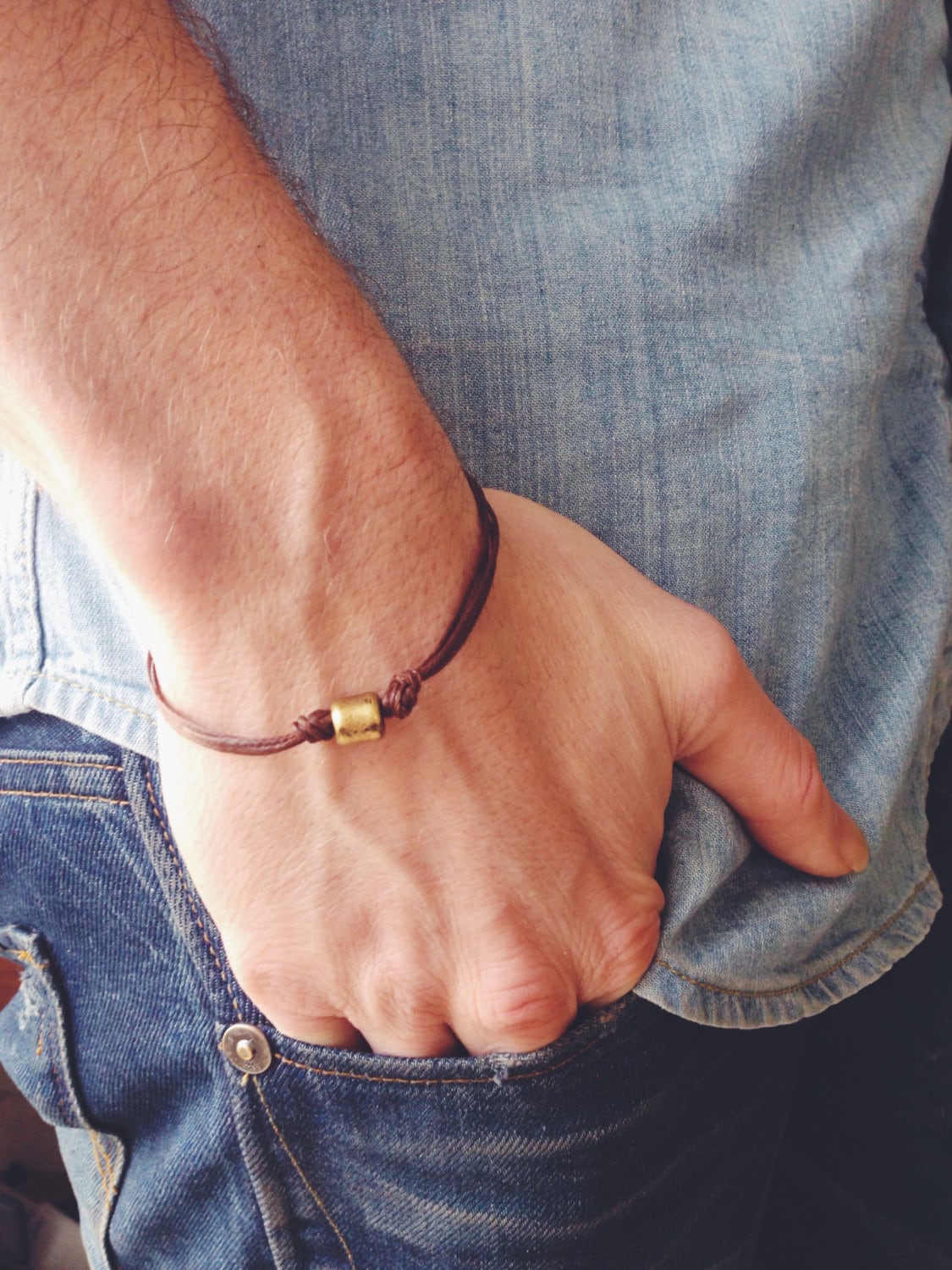 Valentines Day Gift Brown Bracelet for Men Men's | Etsy