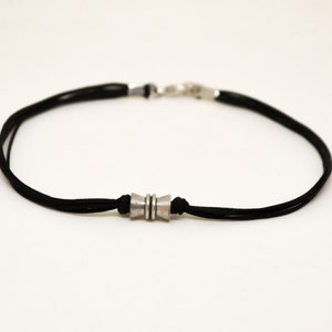 Anklet for Men, Men's Anklet With a Silver Tube Charm and a Black Cord ...