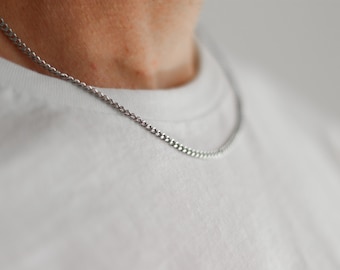 Silber Gliederkette Halskette für Männer, Herren Halskette, Kabelkette, Geschenk für ihn, minimalistischer Herrenschmuck, silber, für Mann, Vatertagsgeschenk