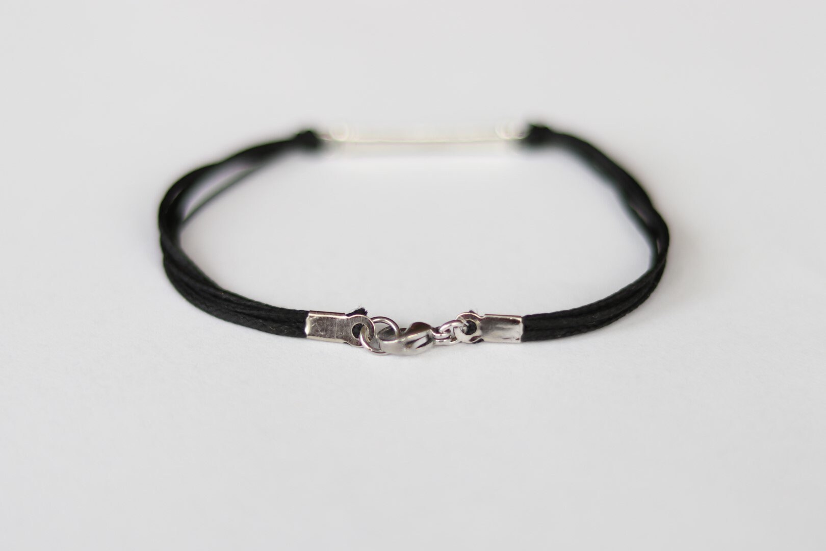 Men's Bracelet Black Cord Bracelet for Men Long Silver Etsy