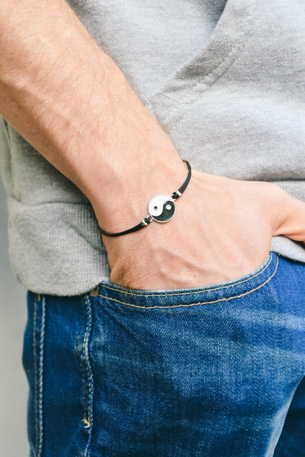 Tender petróleo filósofo Pulsera Yin Yang pulsera de hombre con amuleto Yin Yang - Etsy España