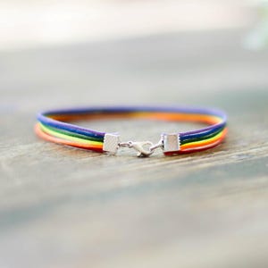 Pride bracelet, rainbow flag colors, LGBT string bracelet for men, men's bracelet, strand only, gay, gift for him, no charm, mens jewelry image 6