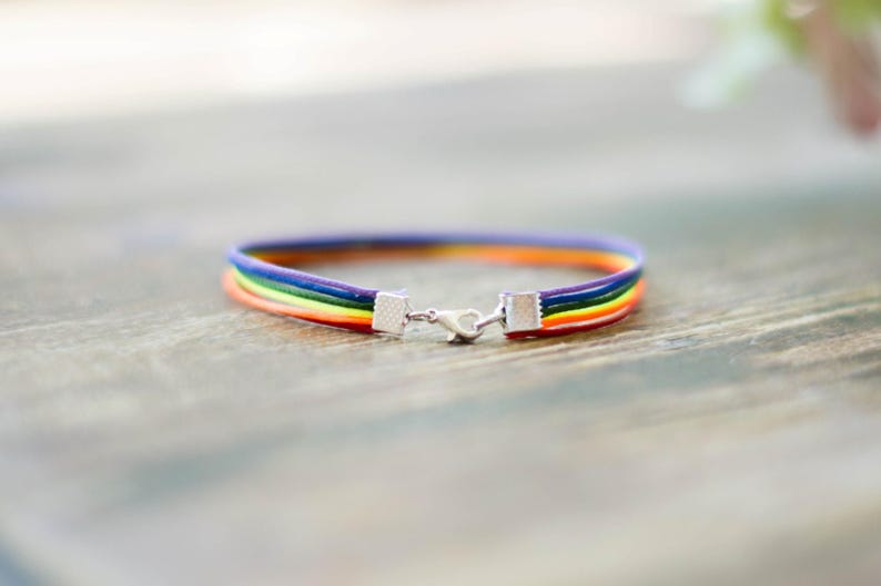 Pride bracelet, rainbow flag colors, LGBT string bracelet for men, men's bracelet, strand only, gay, gift for him, no charm, mens jewelry image 6