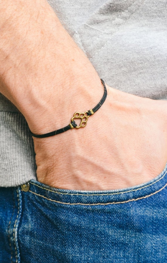 Bracciale A Forma Di Zampa Nero Per Donne - Fatto A Mano Con Ciondolo Animale, Regolabile