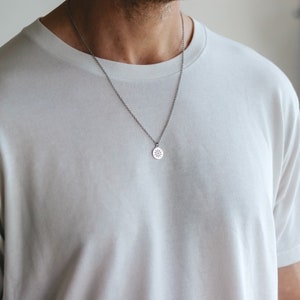 Sun Necklace for Men, Waterproof Men's Necklace Silver Circle Sun ...