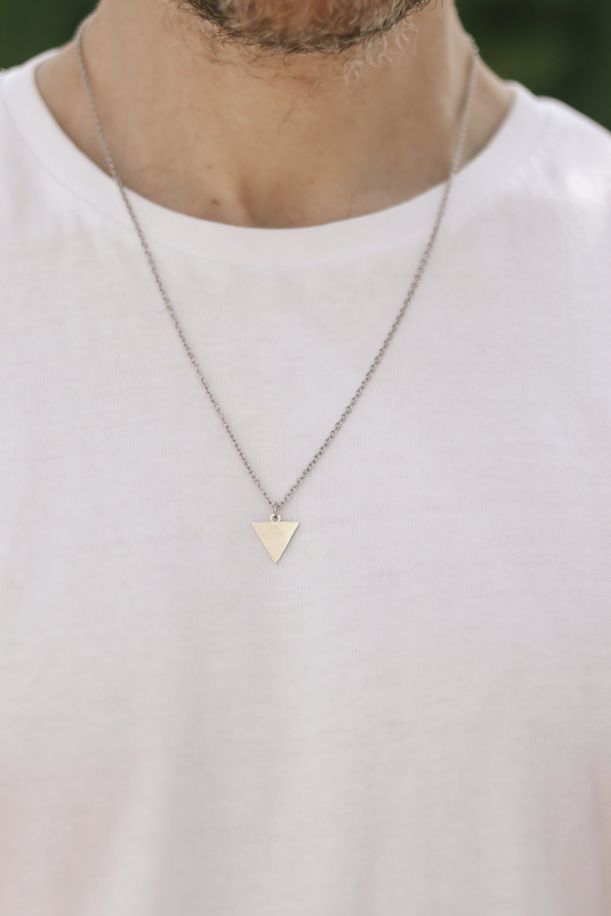 Triangle necklace for men, groomsmen gift, men's necklace with a gold –  Shani & Adi Jewelry