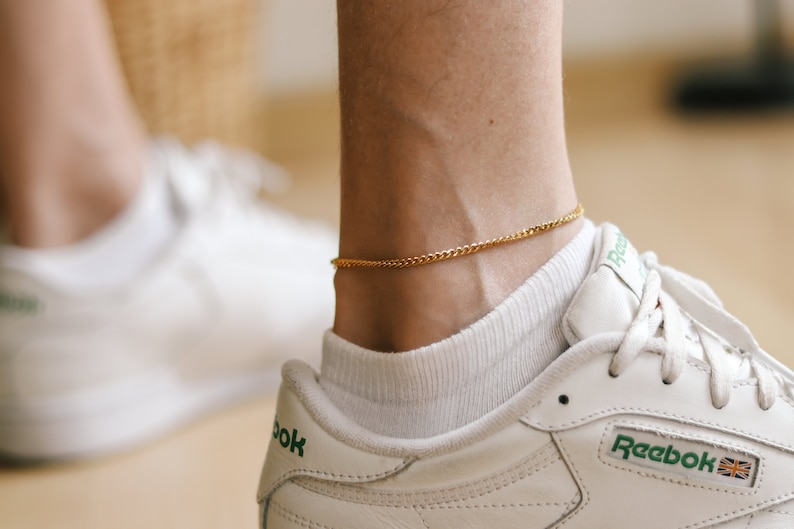 Anklet for men, man ankle bracelet, waterproof gold link chain anklet, gift for him, mens jewelry, minimalist anklet, fathers day, customise image 7