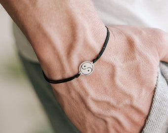 Yin Yang Bracelet for Men, Men's Bracelet Silver Tone Yin