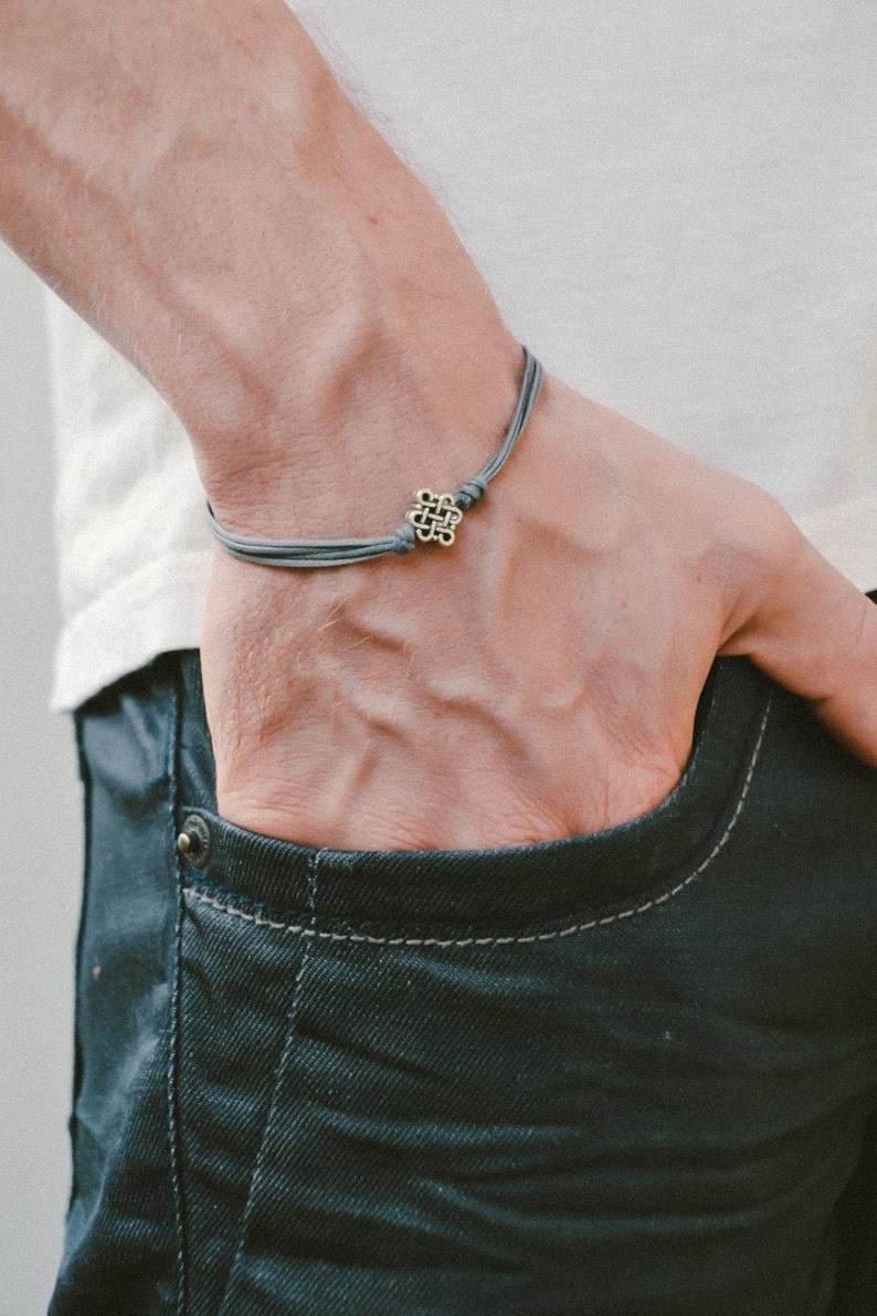 Infinity bracelet for men gray cord men's bracelet | Etsy