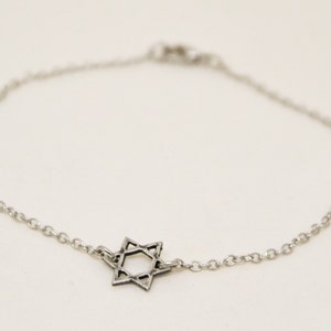 silver Star of David chain bracelet for men custom size