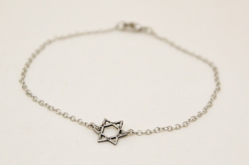 silver Star of David chain bracelet for men custom size