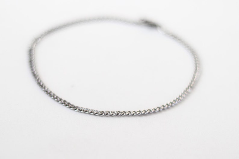 silver link chain anklet for men