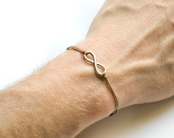 Infinity bracelet for men, brown cord men's bracelet with a silver infinity charm, gift for him, endless, friendship bracelet, yoga bracelet