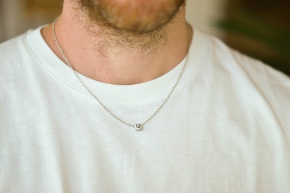 Initial Necklace for Men Men s Letter Necklace Stainless Steel