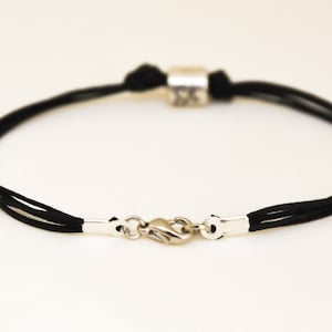 handmade silver zodiac sign bead  bracelet for men black cord custom horoscope astrology sign