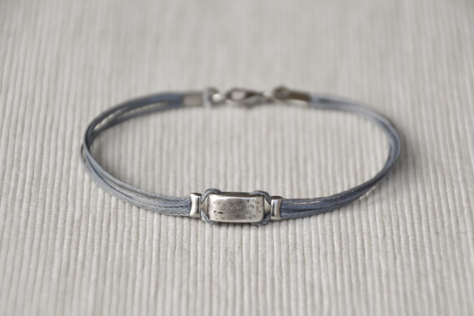 Gray Bracelet for Men Men's Bracelet With a Silver Square Etsy