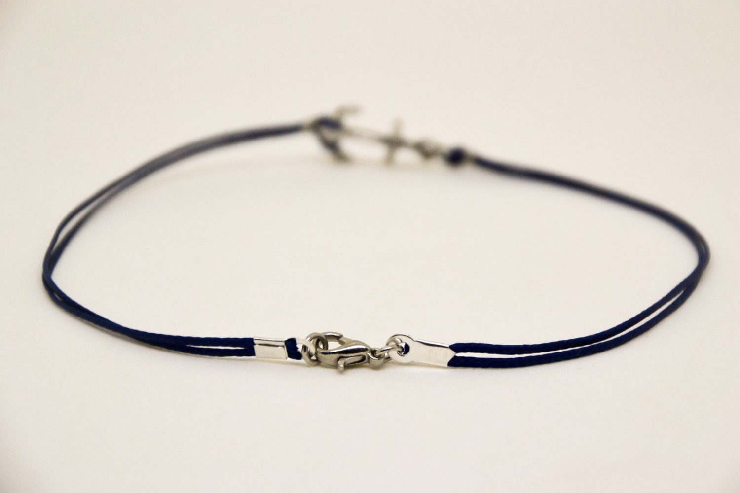 Blue Anklet String Anchor Anklet for Men Silver Plated Anchor Charm Men's Ankle Bracelet ...