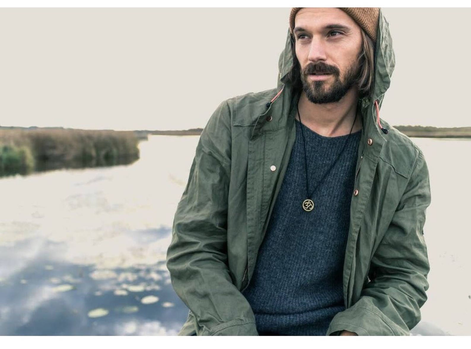 Men's Necklace Black Cord Bronze Ohm Pendant Om Etsy