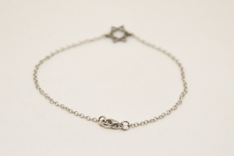 silver Star of David charm chain bracelet for men custom size