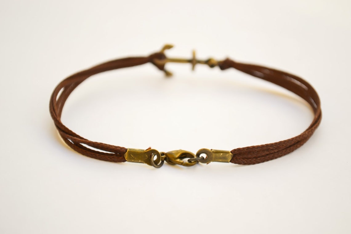 Anchor cord bracelet men's bracelet bronze anchor charm Etsy