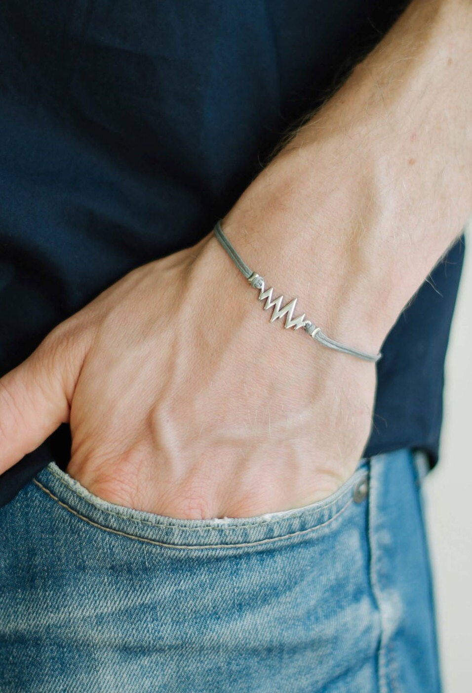 Heartbeat Bracelet Men's Bracelet Silver Pulse Charm | Etsy UK