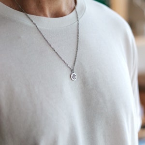mens necklace silver sun pendant for men waterproof