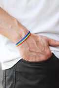 Pride bracelet, rainbow flag colors, LGBT string bracelet for men, men's bracelet, one strap, gay, gift for him, equality, mens jewelry product logo