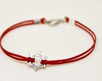 Bracciale da uomo con Stella di David, argento, regalo per lui, braccialetto rosso da uomo, regalo per Bar Mitzvah, ebraico, gioielli ebraici da Israele, judaica