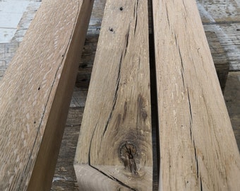 3" Reclaimed Oak Beam: Rustic Barnwood, DIY Table Legs (PLANED)