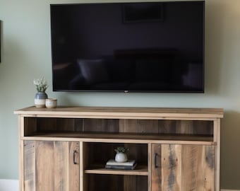 Reclaimed Oak Farmhouse Entertainment Center Barnwood