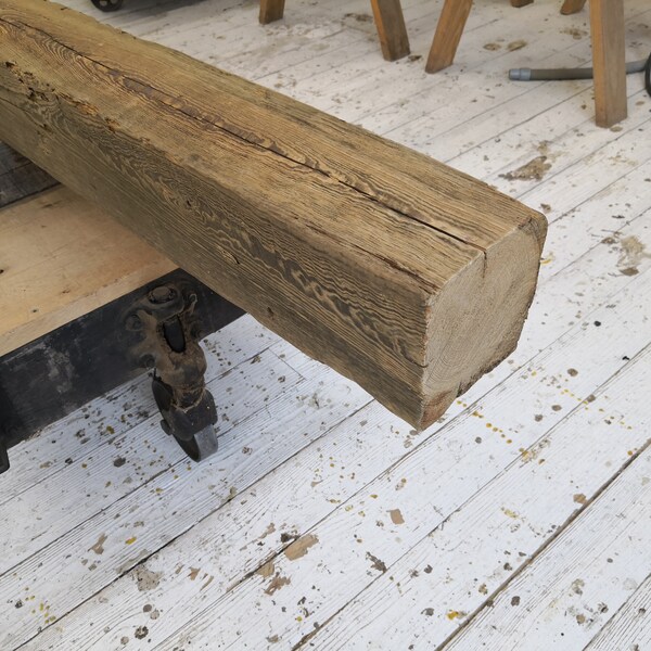 6"x 6"x 87 1/2"  Reclaimed Pine Mantel, Shelf, Rustic, Farmhouse, Barnbeam (#530)