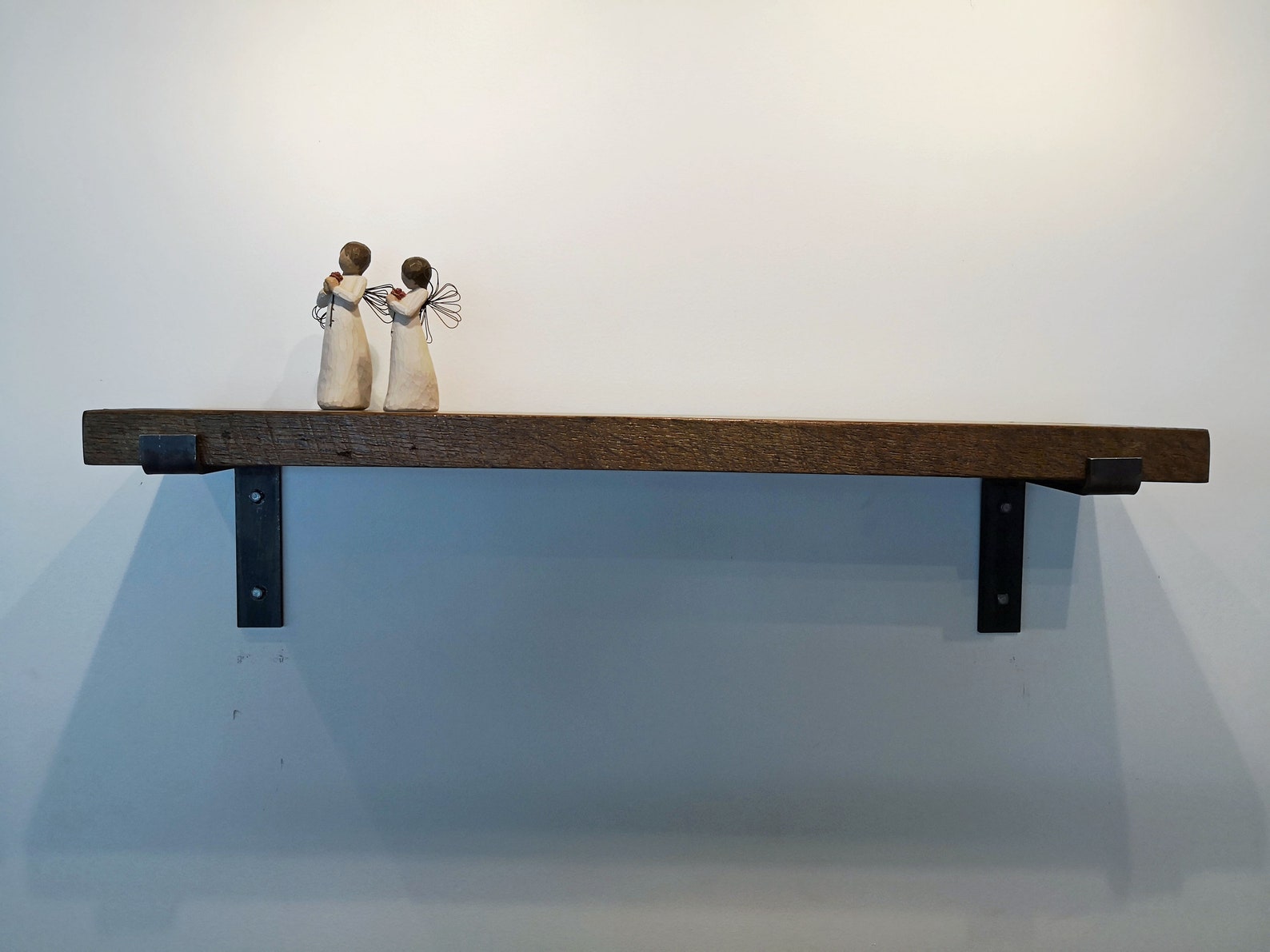 Reclaimed Oak Shelves Vintage Industrial Iron Shelf Supports Etsy