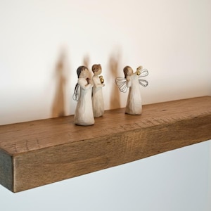 Rustic Reclaimed Oak Floating Shelf, 8" Deep Thick Barnwood Wall Shelf, Farmhouse Kitchen/Bathroom Decor