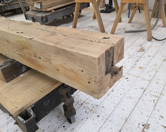7 3/4"x 8"x 78 1/4"  Reclaimed Pine Mantel, Shelf, Rustic, Farmhouse, Barnbeam (#510)