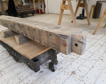 7 3/4"x 5 3/4"x 79"  Reclaimed Oak Mantel, Shelf, Rustic, Farmhouse, Barnbeam (#646)