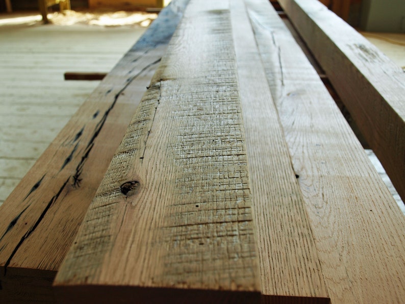 Reclaimed Oak Beam: 3 1/2x3 1/2 Rustic Barnwood, Partially Planed bild 5